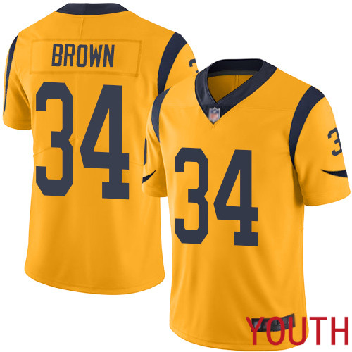 Los Angeles Rams Limited Gold Youth Malcolm Brown Jersey NFL Football #34 Rush Vapor Untouchable